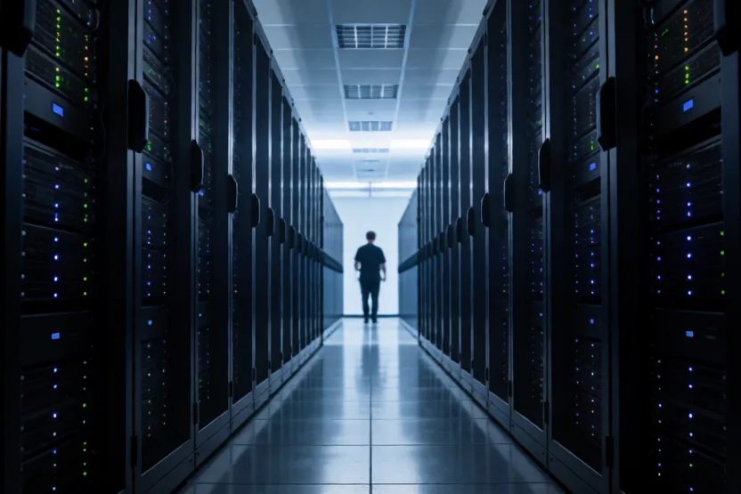 Datacenter-gang met servers