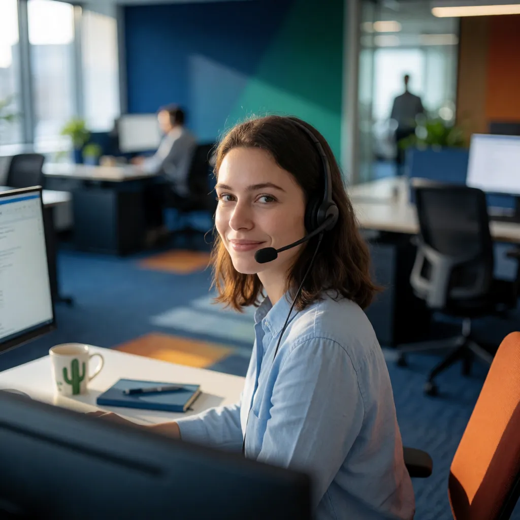 Helpdeskmedewerker met headset